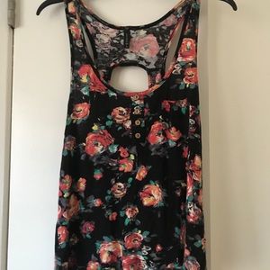 Full tilt black floral tank top
